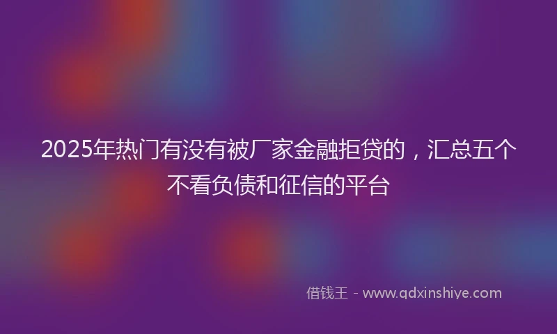 2025年热门有没有被厂家金融拒贷的，汇总五个不看负债和征信的平台