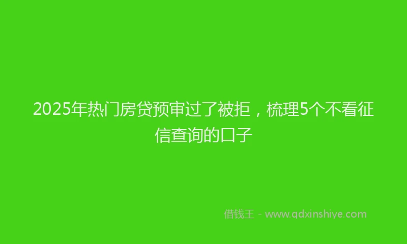 2025年热门房贷预审过了被拒，梳理5个不看征信查询的口子