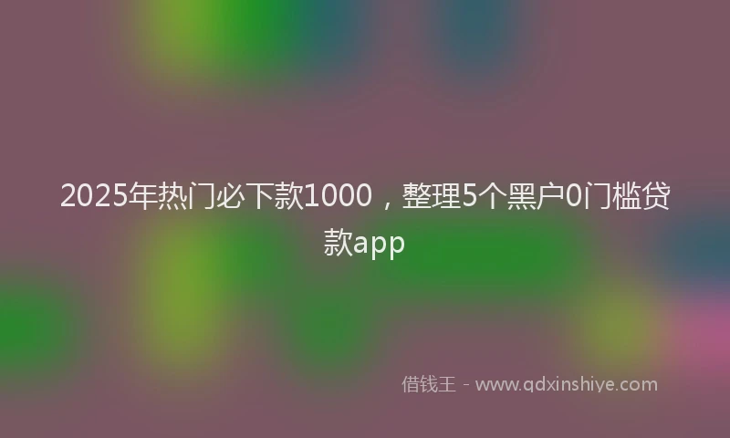 2025年热门必下款1000，整理5个黑户0门槛贷款app