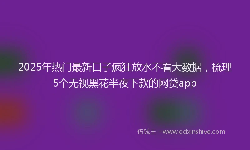 2025年热门最新口子疯狂放水不看大数据，梳理5个无视黑花半夜下款的网贷app