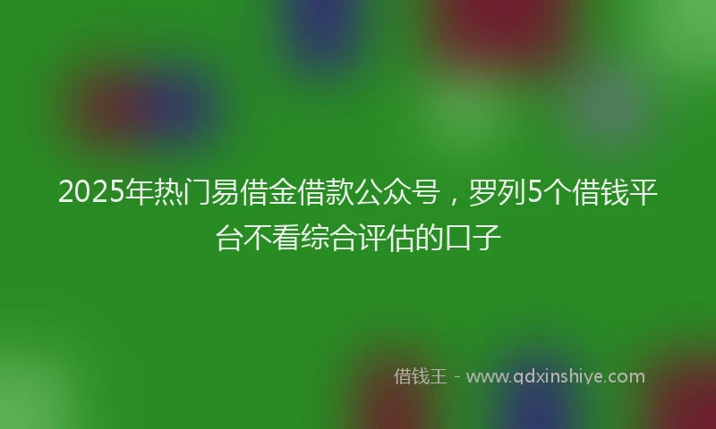 2025年热门易借金借款公众号，罗列5个借钱平台不看综合评估的口子