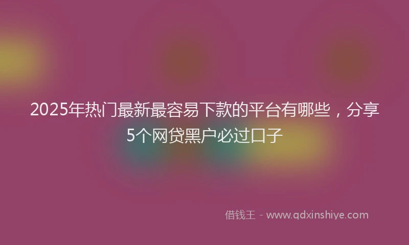 2025年热门最新最容易下款的平台有哪些，分享5个网贷黑户必过口子