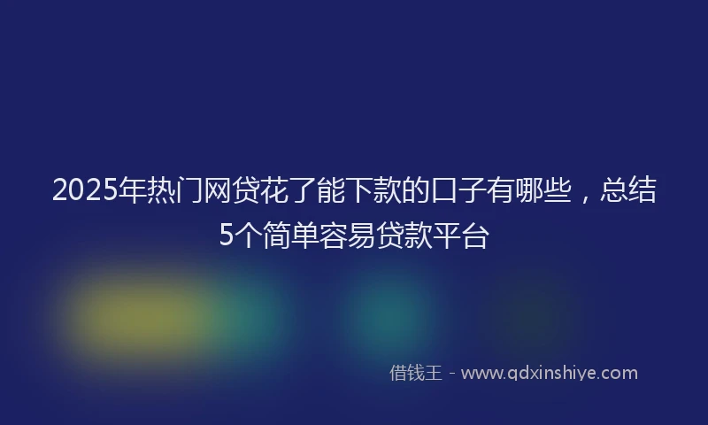 2025年热门网贷花了能下款的口子有哪些，总结5个简单容易贷款平台