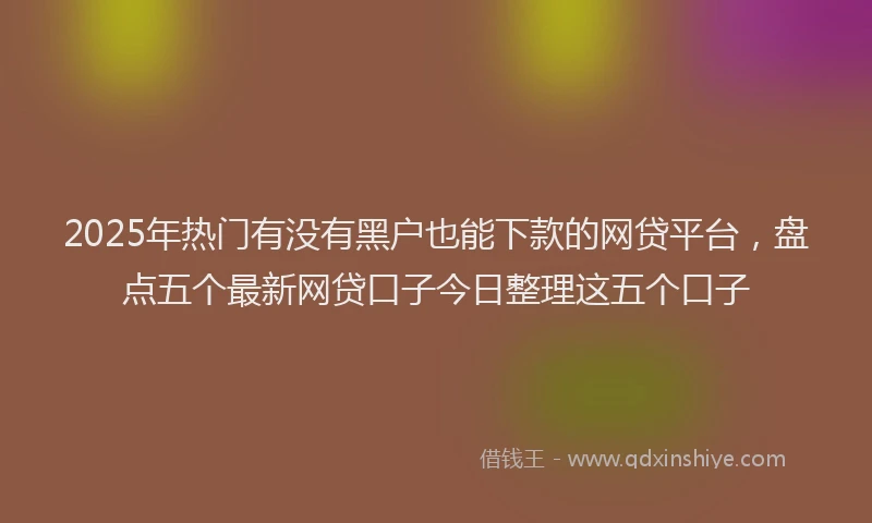 2025年热门有没有黑户也能下款的网贷平台，盘点五个最新网贷口子今日整理这五个口子
