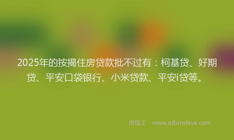 2025年的按揭住房贷款批不过有：柯基贷、好期贷、平安口袋银行、小米贷款、平安i贷等。
