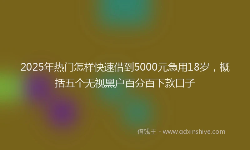 2025年热门怎样快速借到5000元急用18岁，概括五个无视黑户百分百下款口子