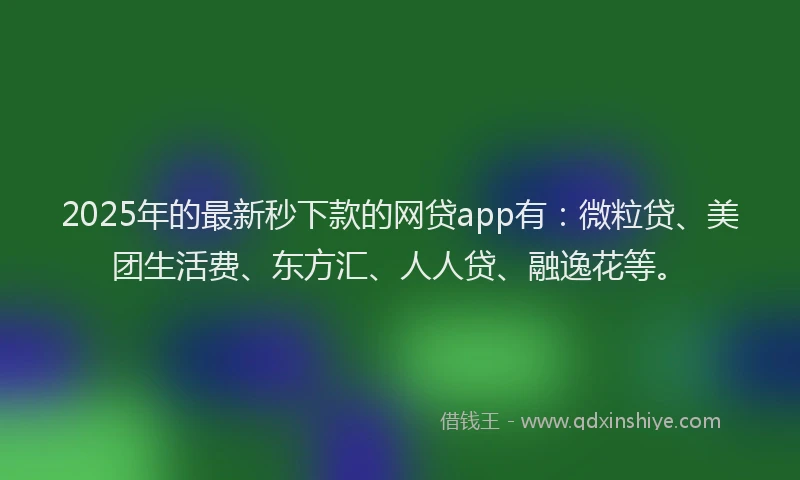 2025年的最新秒下款的网贷app有：微粒贷、美团生活费、东方汇、人人贷、融逸花等。