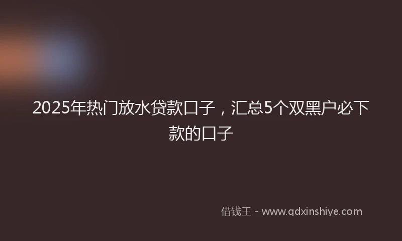 2025年热门放水贷款口子，汇总5个双黑户必下款的口子