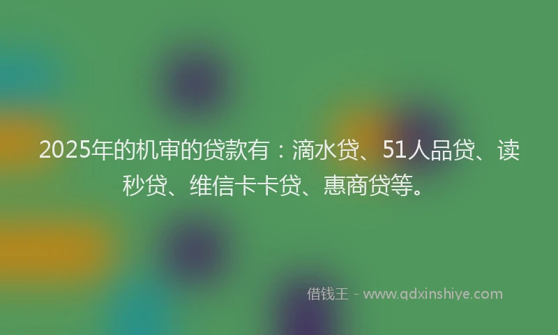 2025年的机审的贷款有：滴水贷、51人品贷、读秒贷、维信卡卡贷、惠商贷等。