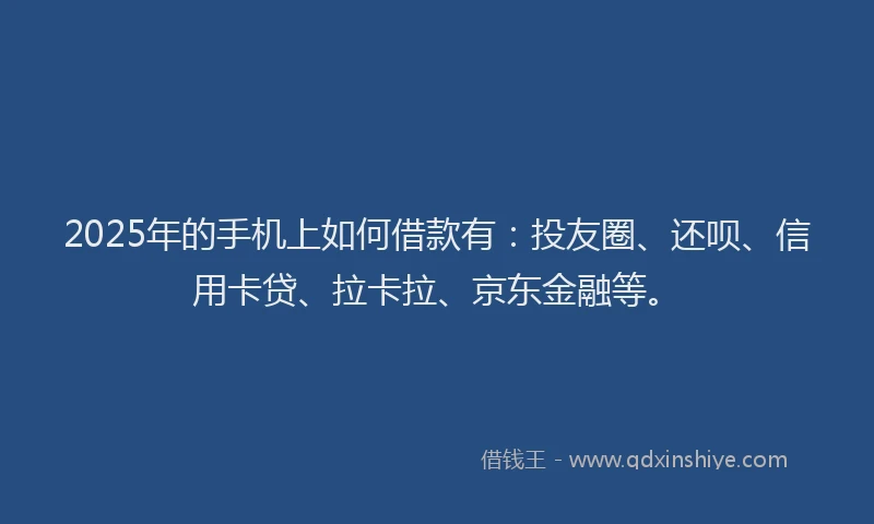 2025年的手机上如何借款有：投友圈、还呗、信用卡贷、拉卡拉、京东金融等。