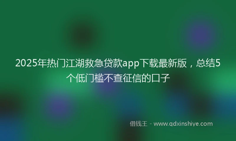 2025年热门江湖救急贷款app下载最新版，总结5个低门槛不查征信的口子