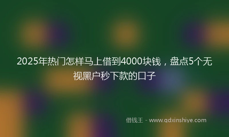 2025年热门怎样马上借到4000块钱，盘点5个无视黑户秒下款的口子