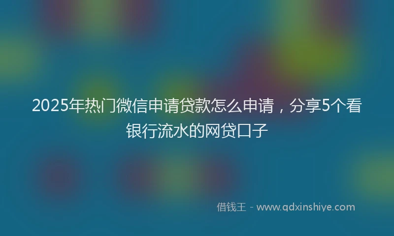 2025年热门微信申请贷款怎么申请，分享5个看银行流水的网贷口子