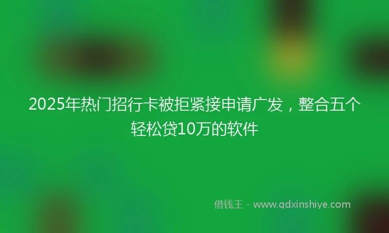 2025年热门招行卡被拒紧接申请广发，整合五个轻松贷10万的软件