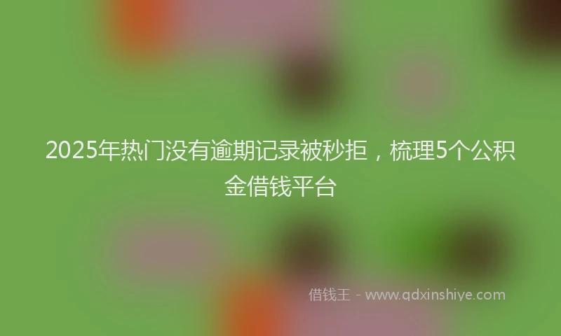 2025年热门没有逾期记录被秒拒，梳理5个公积金借钱平台