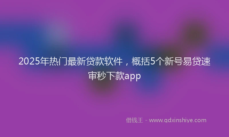 2025年热门最新贷款软件，概括5个新号易贷速审秒下款app