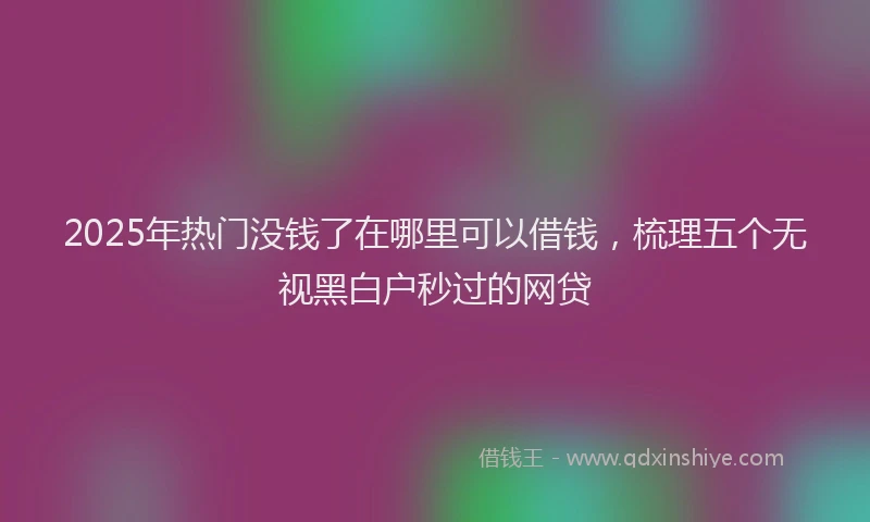 2025年热门没钱了在哪里可以借钱，梳理五个无视黑白户秒过的网贷