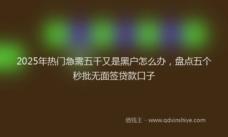 2025年热门急需五千又是黑户怎么办，盘点五个秒批无面签贷款口子