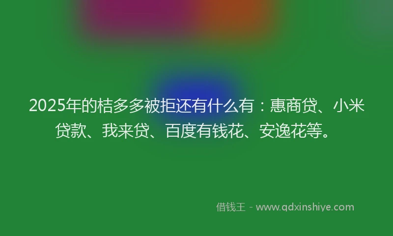 2025年的桔多多被拒还有什么有：惠商贷、小米贷款、我来贷、百度有钱花、安逸花等。