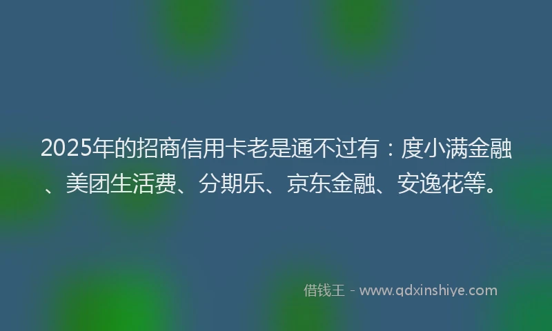 2025年的招商信用卡老是通不过有：度小满金融、美团生活费、分期乐、京东金融、安逸花等。