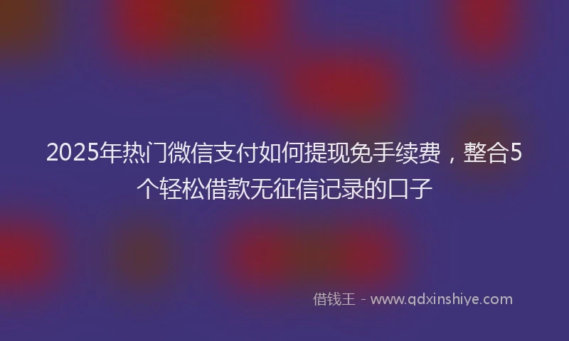 2025年热门微信支付如何提现免手续费，整合5个轻松借款无征信记录的口子