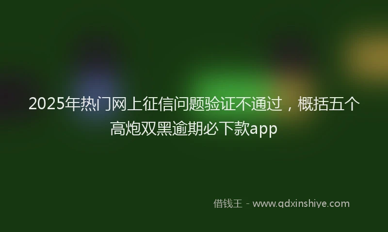 2025年热门网上征信问题验证不通过，概括五个高炮双黑逾期必下款app