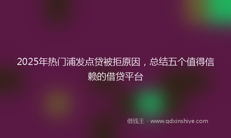 2025年热门浦发点贷被拒原因，总结五个值得信赖的借贷平台