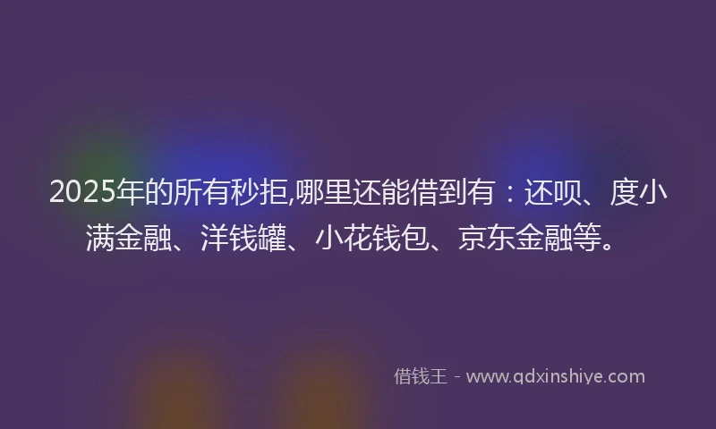 2025年的所有秒拒,哪里还能借到有：还呗、度小满金融、洋钱罐、小花钱包、京东金融等。
