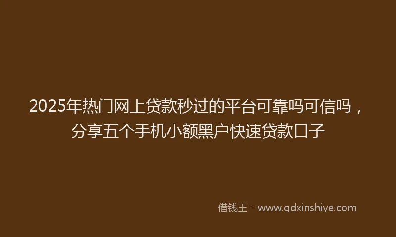 2025年热门网上贷款秒过的平台可靠吗可信吗，分享五个手机小额黑户快速贷款口子