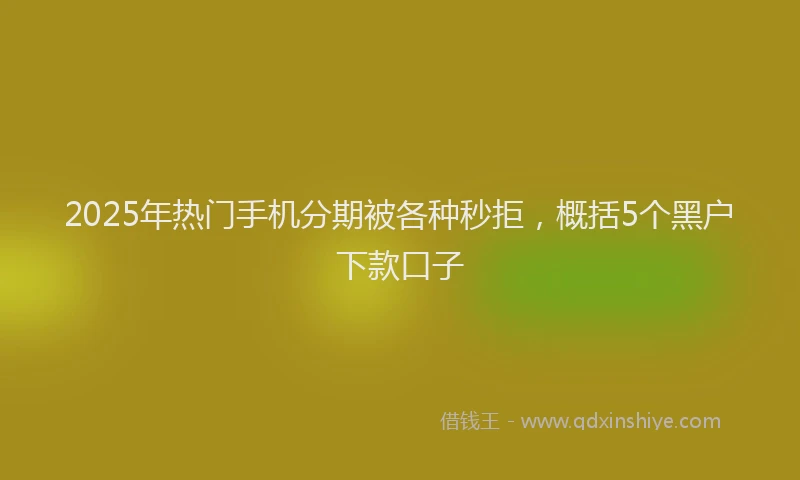 2025年热门手机分期被各种秒拒，概括5个黑户下款口子