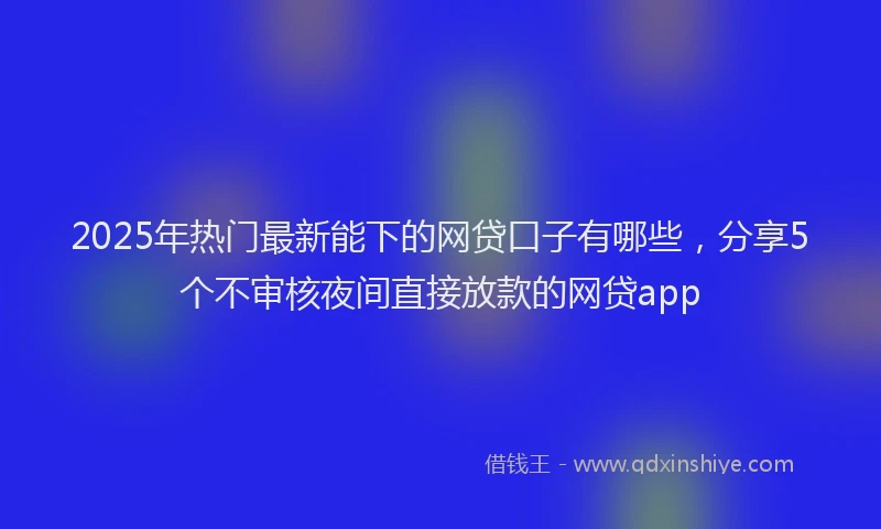 2025年热门最新能下的网贷口子有哪些，分享5个不审核夜间直接放款的网贷app