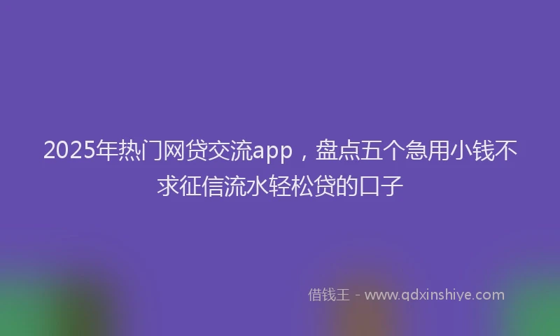 2025年热门网贷交流app，盘点五个急用小钱不求征信流水轻松贷的口子