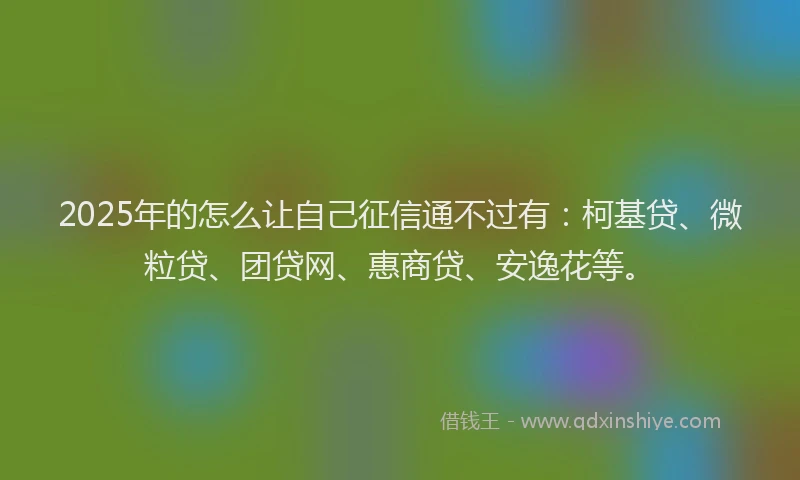 2025年的怎么让自己征信通不过有：柯基贷、微粒贷、团贷网、惠商贷、安逸花等。