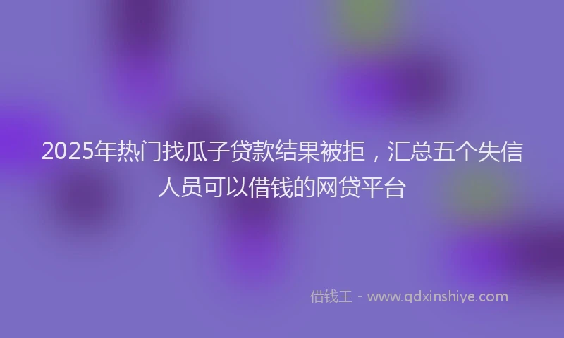 2025年热门找瓜子贷款结果被拒，汇总五个失信人员可以借钱的网贷平台