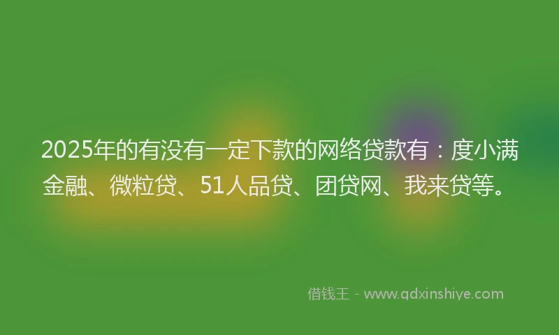 2025年的有没有一定下款的网络贷款有：度小满金融、微粒贷、51人品贷、团贷网、我来贷等。