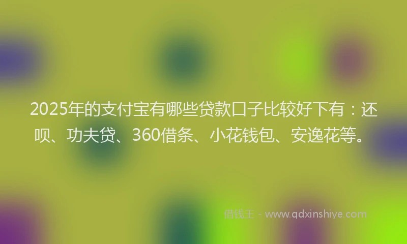 2025年的支付宝有哪些贷款口子比较好下有：还呗、功夫贷、360借条、小花钱包、安逸花等。