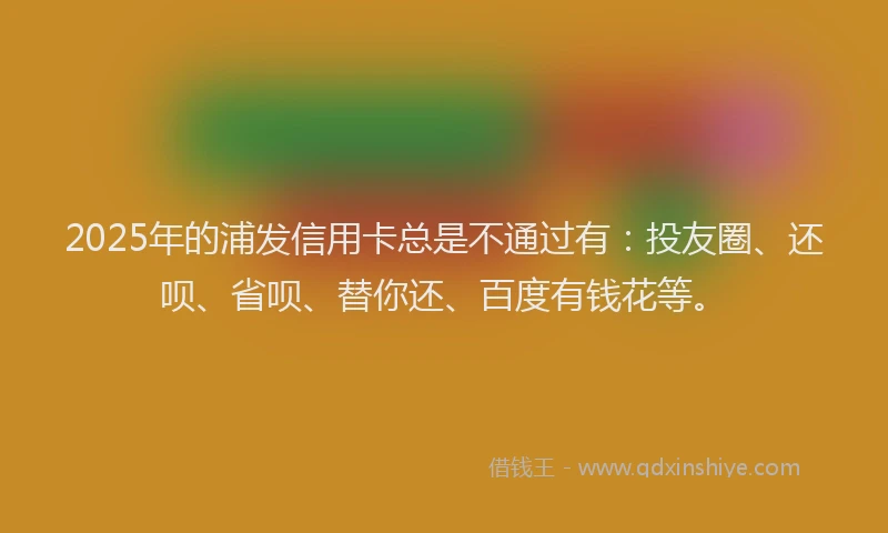 2025年的浦发信用卡总是不通过有：投友圈、还呗、省呗、替你还、百度有钱花等。