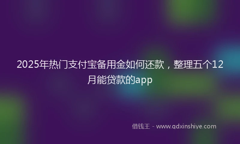 2025年热门支付宝备用金如何还款，整理五个12月能贷款的app