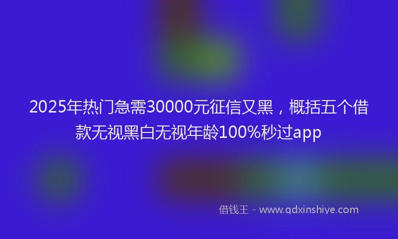 2025年热门急需30000元征信又黑，概括五个借款无视黑白无视年龄100%秒过app