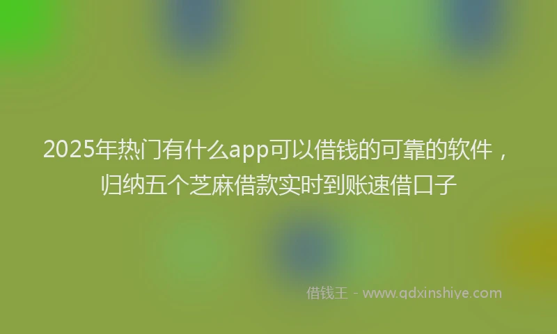 2025年热门有什么app可以借钱的可靠的软件，归纳五个芝麻借款实时到账速借口子
