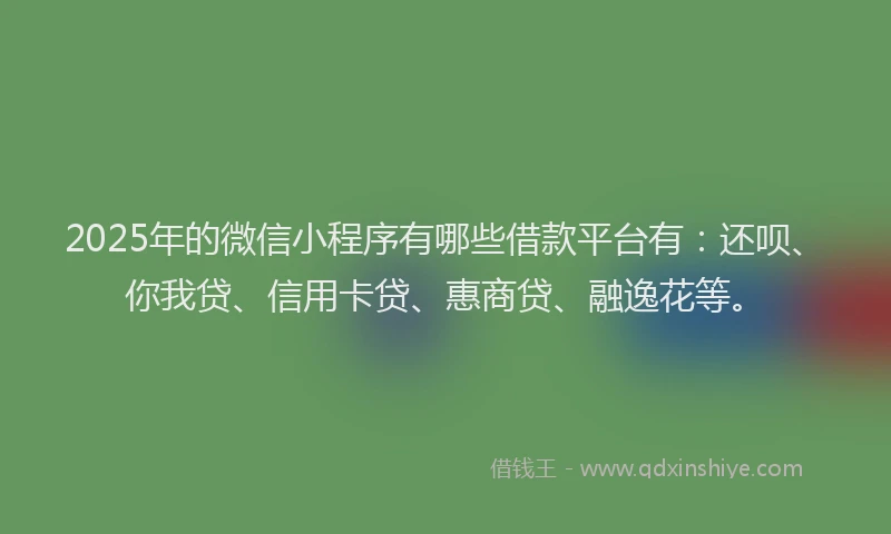 2025年的微信小程序有哪些借款平台有：还呗、你我贷、信用卡贷、惠商贷、融逸花等。