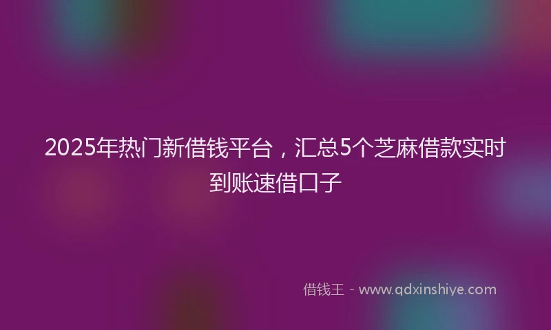 2025年热门新借钱平台，汇总5个芝麻借款实时到账速借口子