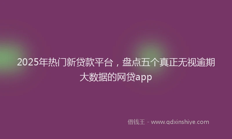 2025年热门新贷款平台，盘点五个真正无视逾期大数据的网贷app