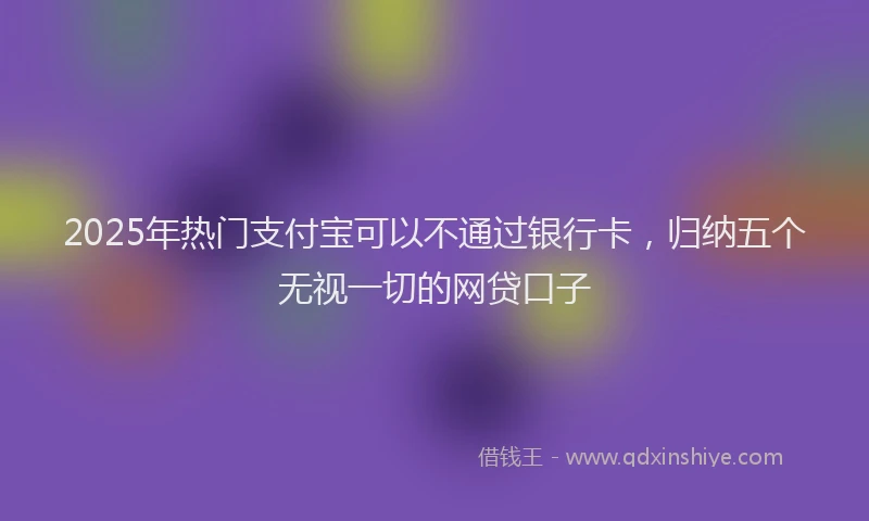 2025年热门支付宝可以不通过银行卡，归纳五个无视一切的网贷口子