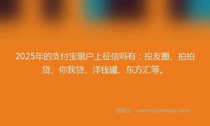 2025年的支付宝黑户上征信吗有：投友圈、拍拍贷、你我贷、洋钱罐、东方汇等。
