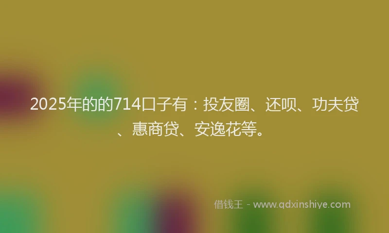 2025年的的714口子有：投友圈、还呗、功夫贷、惠商贷、安逸花等。