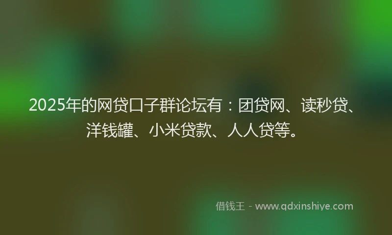 2025年的网贷口子群论坛有：团贷网、读秒贷、洋钱罐、小米贷款、人人贷等。