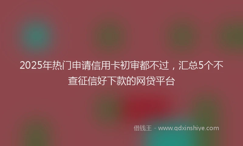 2025年热门申请信用卡初审都不过，汇总5个不查征信好下款的网贷平台