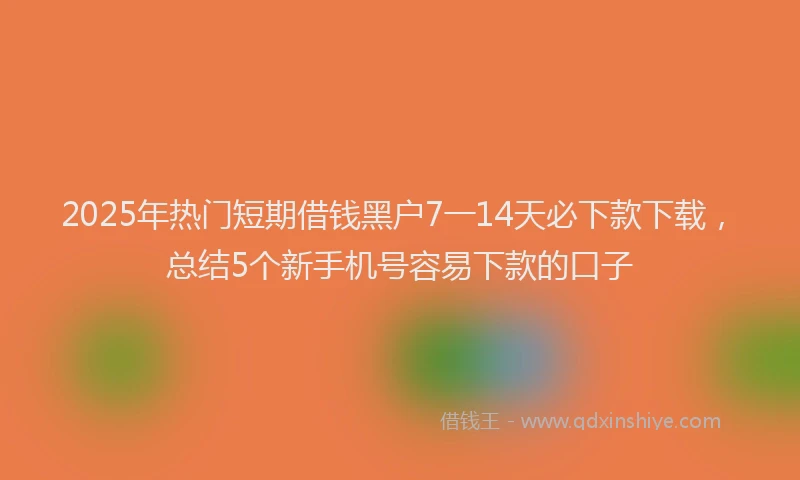 2025年热门短期借钱黑户7一14天必下款下载，总结5个新手机号容易下款的口子
