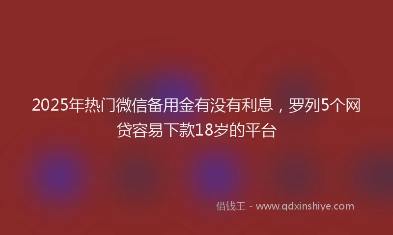 2025年热门微信备用金有没有利息，罗列5个网贷容易下款18岁的平台